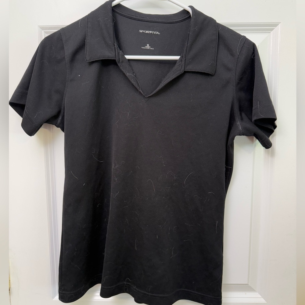 NWOT Sport-Tek Black Fitted Polo T-Shirt Short Sleeve